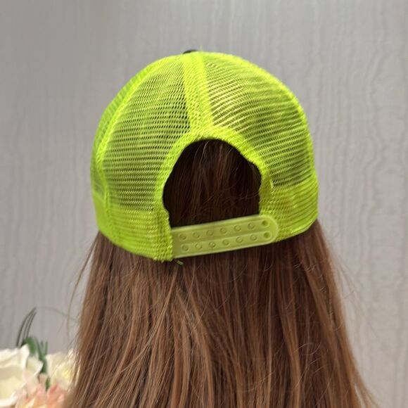 Dutch Bros Dutch Mafia Snap Back Mesh Cap Hat Unisex Neon Green Black OSFM - Picture 7 of 15